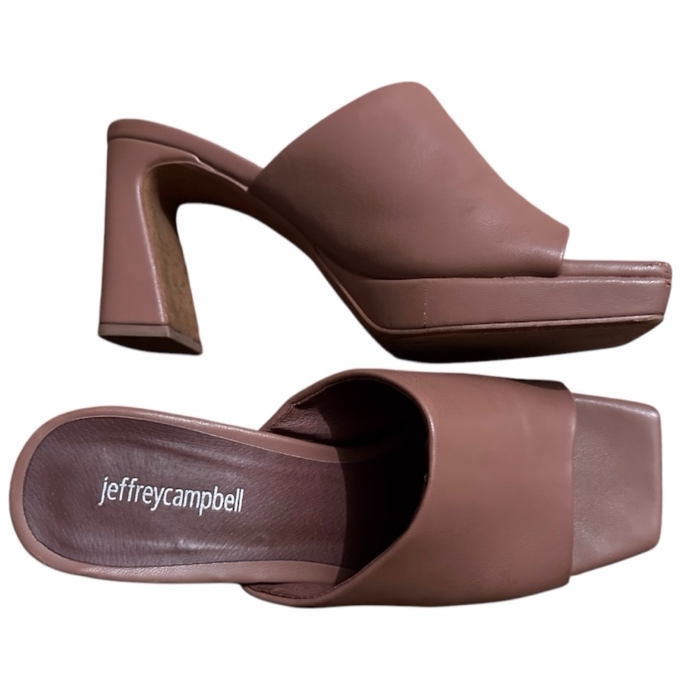Jeffrey Campbell Platform Square Toe Caviar Mule Heels 9.5